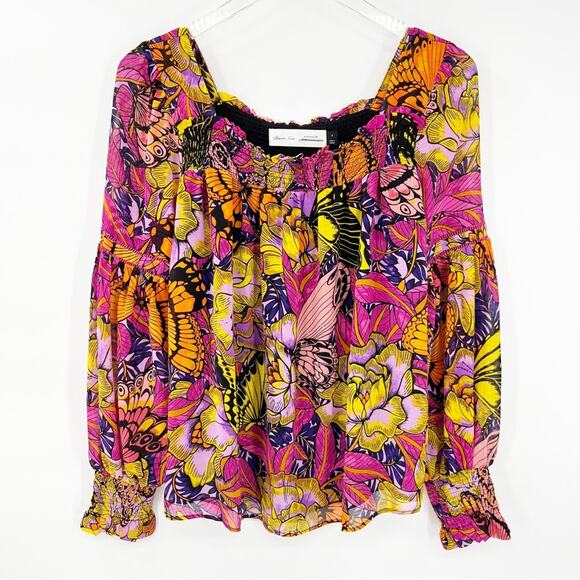 NEW Anthropologie x Alexandra Farmer Puff Sleeve Butterfly Blouse S - Picture 2 of 8